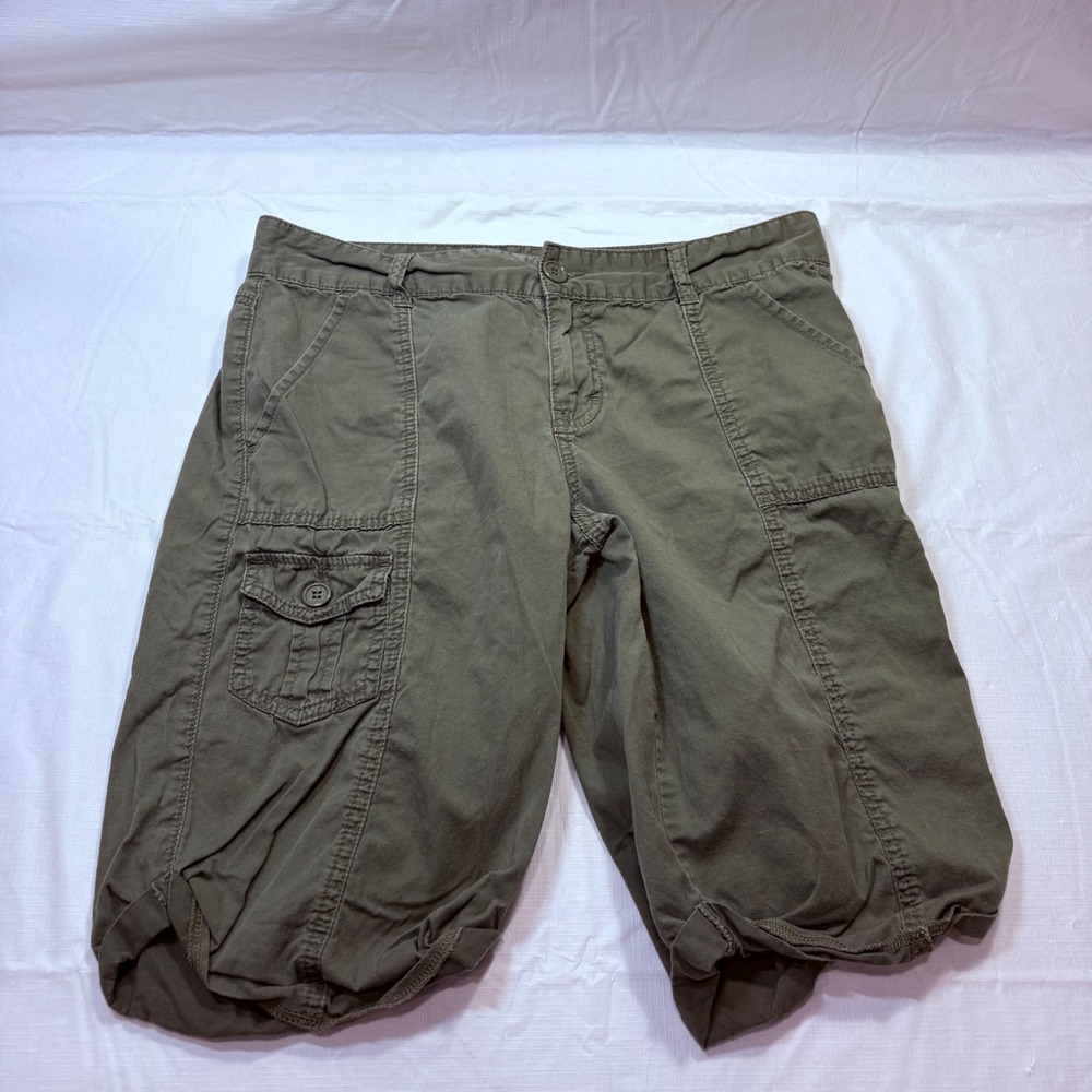 Calvin Klein Jeans‎ Womens Olive Green Cargo Utility Shorts Size 10 Cotton Knee
